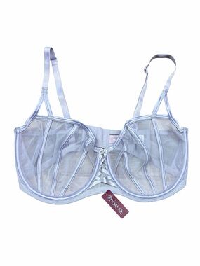 Adore Me Bianca Unlined Balconette Bra Lavender Mesh Corset Lace Up 34DDD